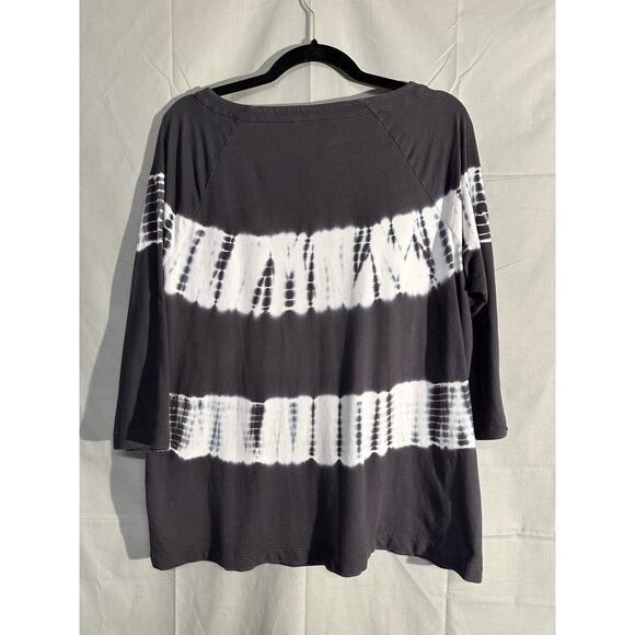 J Jill Top Women Medium Gray Tie Dye Boho Bohemian Beachy Flowy Tunic Organic - Picture 3 of 7
